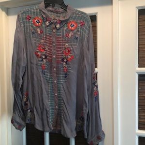 Johnny Was long sleeved button up blouse